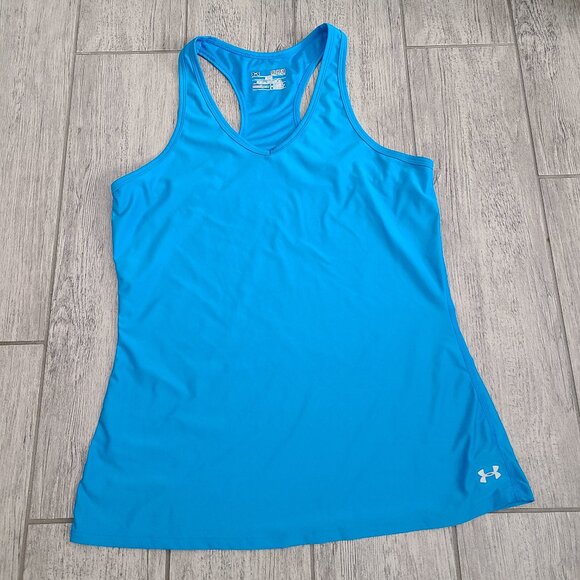 Under Armour Women’s HeatGear Fitted Racerback Tank Top Blue Size Medium - Picture 1 of 6